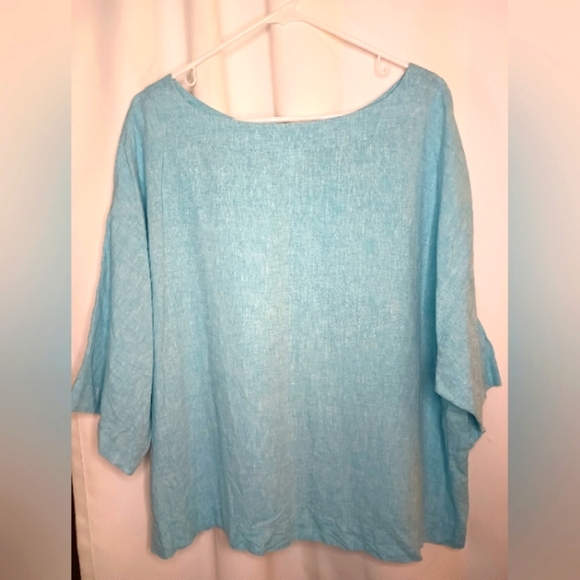 J. Jill Tops - J Jill Pure Jill Linen Wide Cut Top Blue Large Half Sleeve Oversized Lagenlook